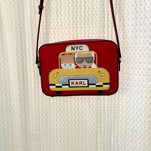 Karl Lagerfeld Red Crossbody Bag with NYC Taxi Motif
